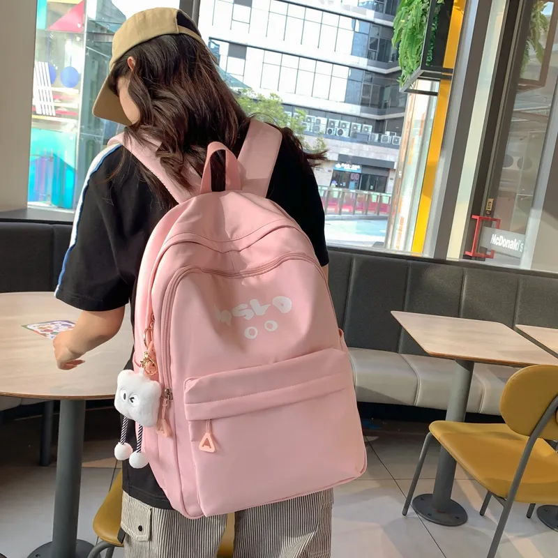 Deli Bear Nylon Backpack Regular Unisex Black/White/Blue/Yellow/Pink-16
