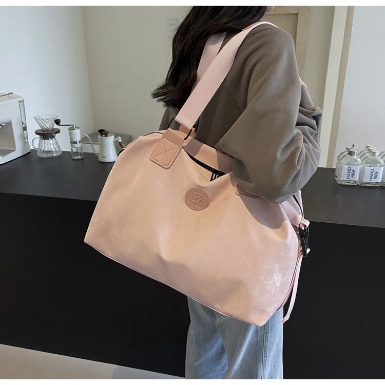 OUZIHUANG Pu Travel Bag Women's Khaki/Blue/Silver/Pink-17