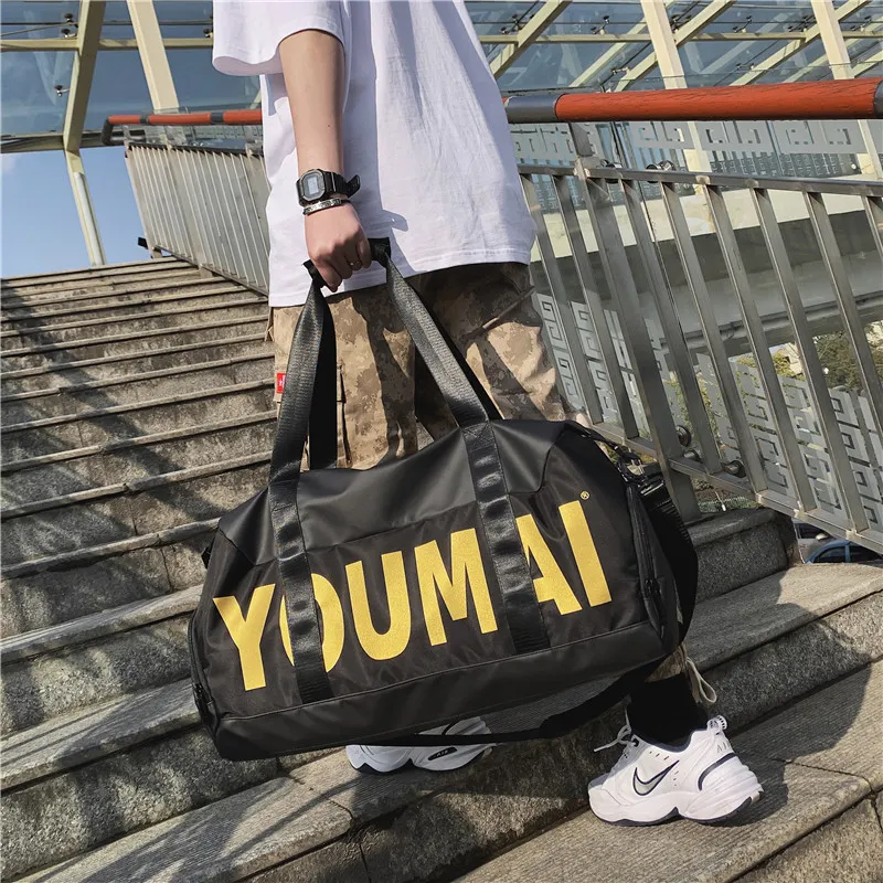 HCXK Nylon Gym Bag Medium Size Unisex Black/Yellow/Khaki/Pink/Purple-4