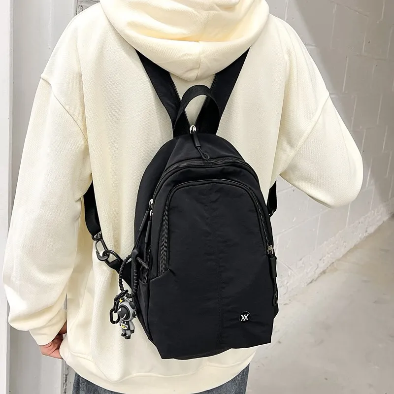 Deli Bear Nylon Fabric Backpack Regular Unisex Egg Yolk Sand\ Black \ Ecru \ Vanilla Cream-7