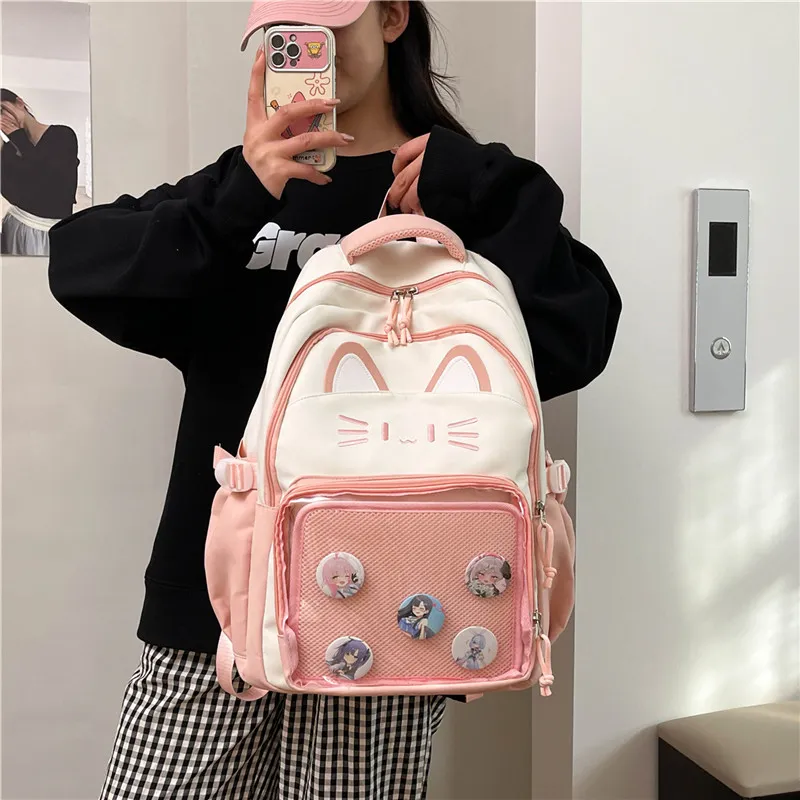 Deli Bear Nylon Backpack Regular Unisex Black/Pink/Light Green/Blue/Dark Green-7