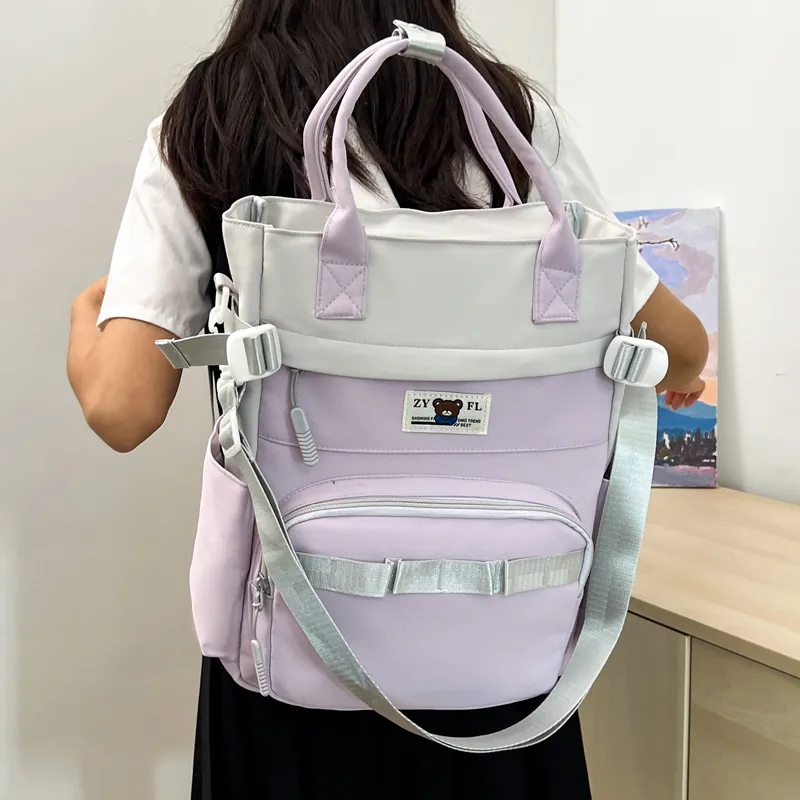 Deli Bear Canvas Canvas Bag Backpack Regular Unisex Green/Blue/Orange/Khaki/Black/Purple-27