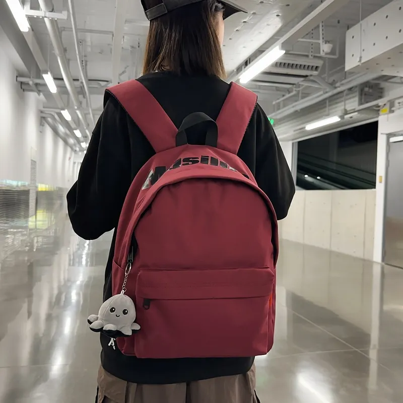Deli Bear Nylon Backpack Unisex Black/White/Light Blue/Red/Yellow Brown-5