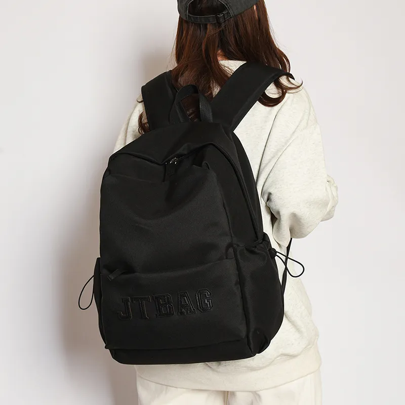 OUZIHUANG Oxford Backpack Regular Unisex Black/Ecru/Burgundy-4