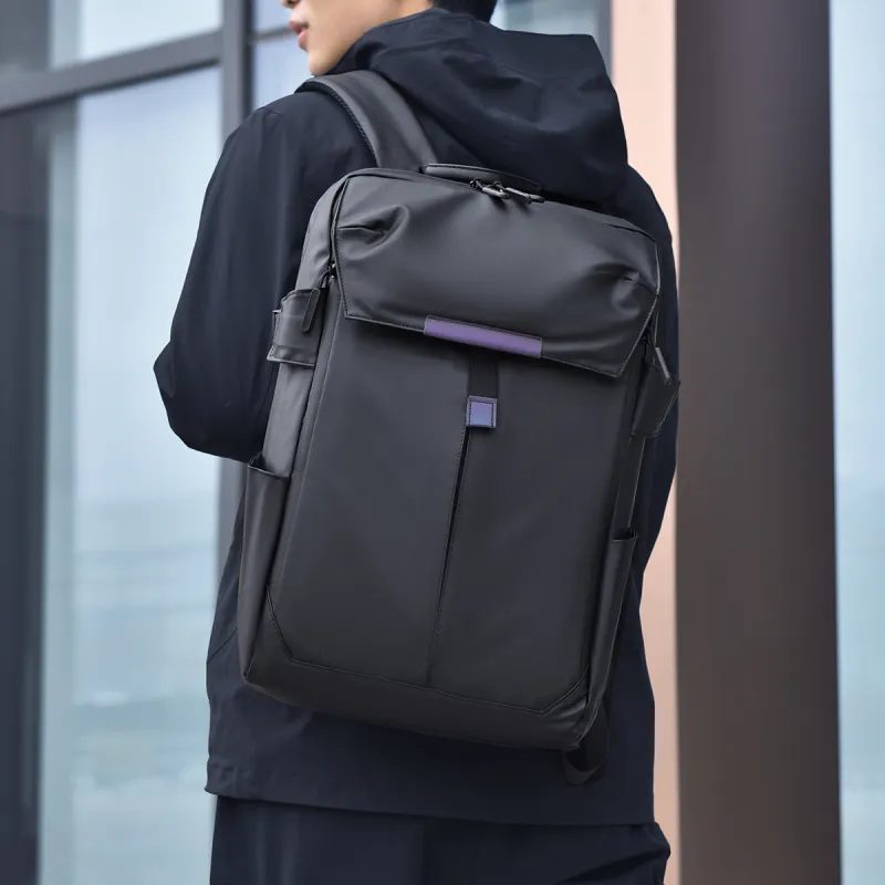 Deli Bear Nylon Laptop Backpack Regular Men's Blue/Gold/Gray/Black-13