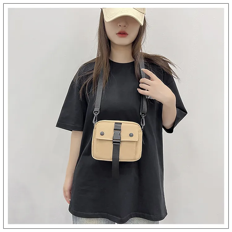 Tong Tong Rabbit Nylon Crossbody Bag Unisex Black/White/Khaki-12
