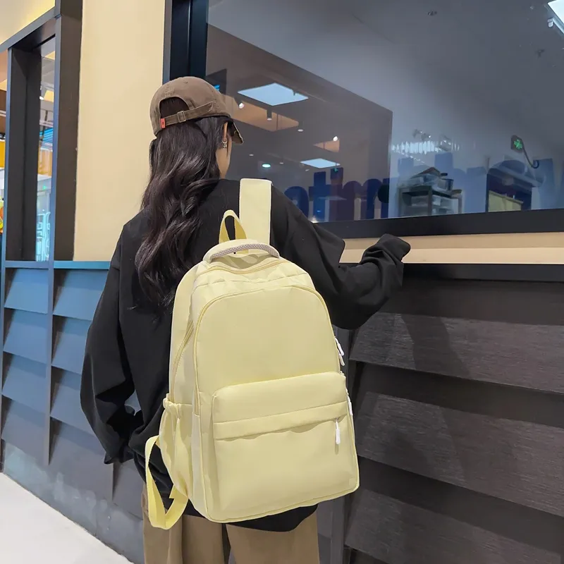 Deli Bear Nylon Backpack Regular Unisex Gray/White/Blue/Black/Neon Green/Green/Yellow-1