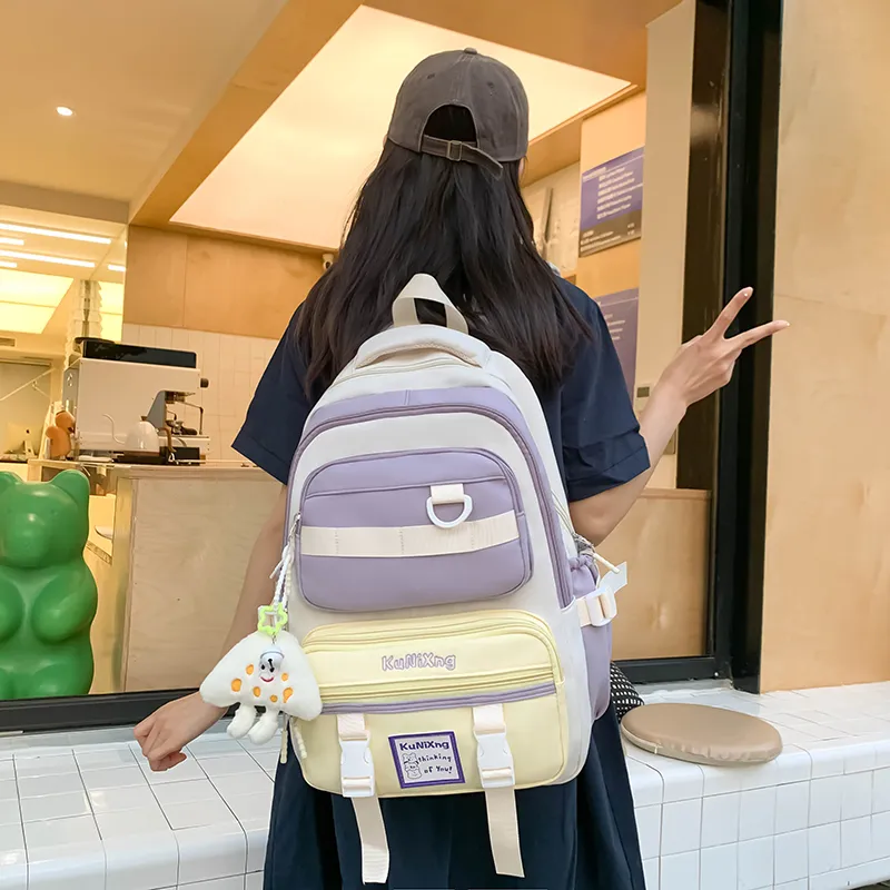 Tong Tong Rabbit Nylon Backpack Regular Women's Purple & White/Purple & Yellow/White & Orange/Black & White-6