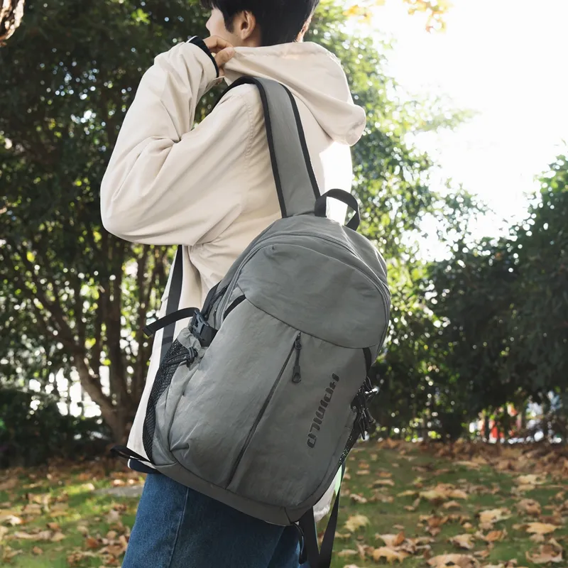 OUZIHUANG Nylon Backpack Regular Unisex Black/Ecru/Gray/Khaki-13