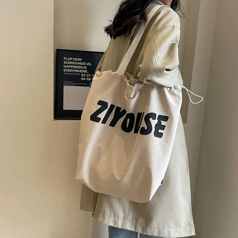 OUZIHUANG Canvas Bucket Bag Handbag Shoulder Bag Regular Women's Yellow/Ecru/Black/Khaki-10