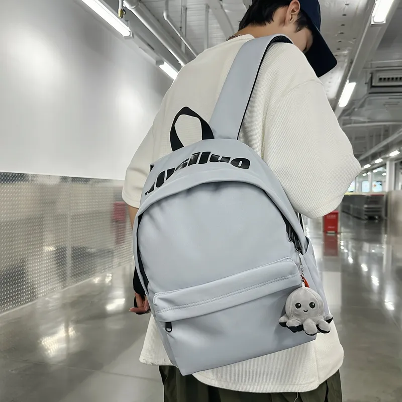 Deli Bear Nylon Backpack Unisex Black/White/Light Blue/Red/Yellow Brown-26