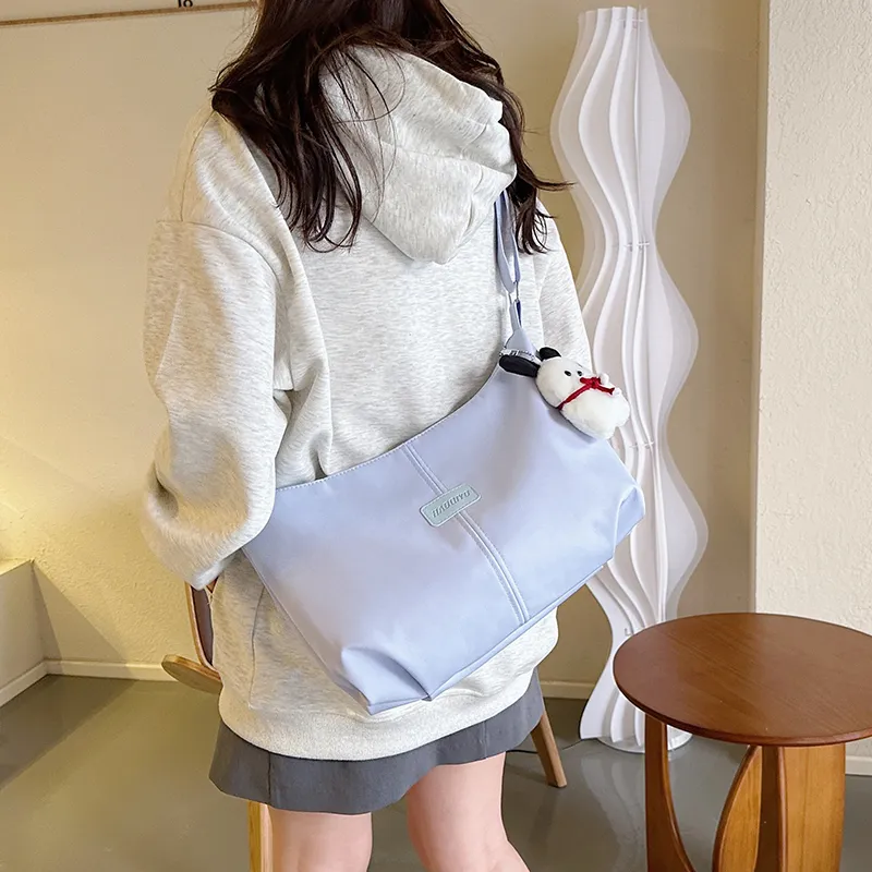 OUZIHUANG Nylon Crossbody Bag Shoulder Bag Regular Unisex Black/White/Purple/Pink-15