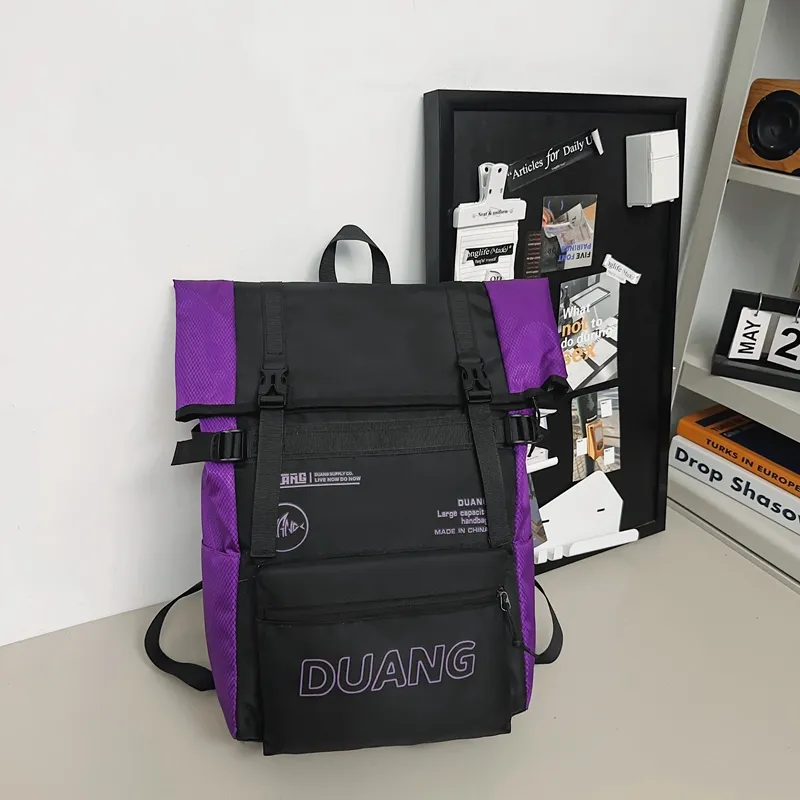 Deli Bear Nylon Backpack Unisex Black/Purple/Gray/Fruit Green/Mint Green-9