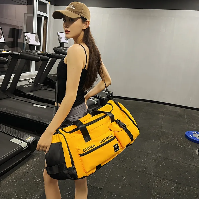 Deli Bear Nylon Gym Bag Unisex Black/Pink/Khaki/Red/Yellow/Army Green/Blue-23