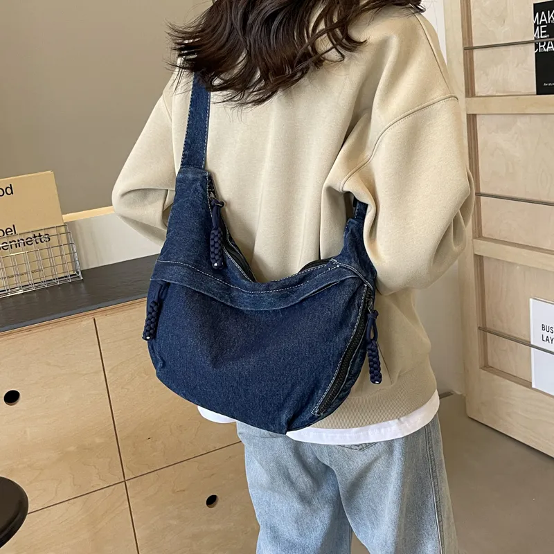 OUZIHUANG Denim Shoulder Bag, Crossbody Bag Women's Multicolor-9