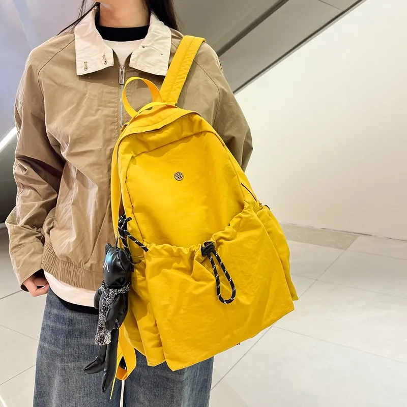 Deli Bear Nylon Backpack Large Size Unisex Black/Yellow/Gray/Orange/Ecru-6