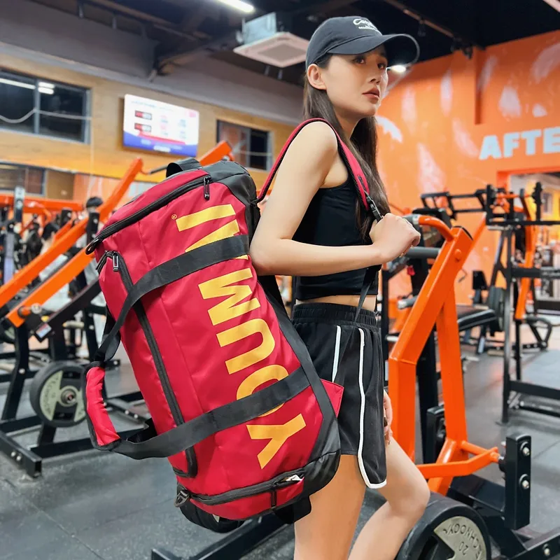 Deli Bear Nylon Gym Bag Unisex Black/Pink/Khaki/Red/Yellow-16