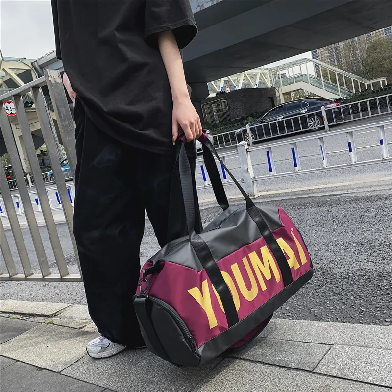 HCXK Nylon Gym Bag Medium Size Unisex Black/Yellow/Khaki/Pink/Purple-46