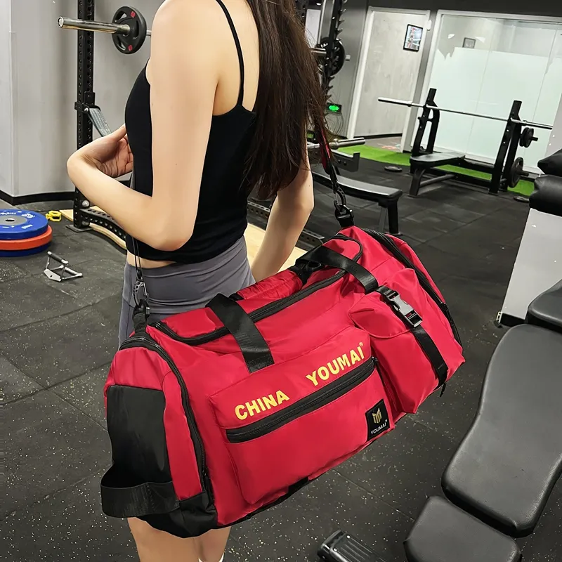 Deli Bear Nylon Gym Bag Unisex Black/Pink/Khaki/Red/Yellow/Army Green/Blue-18