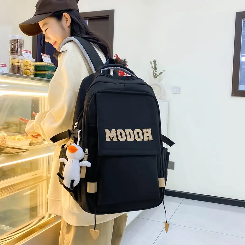 Tong Tong Rabbit Nylon Backpack Unisex Black-1