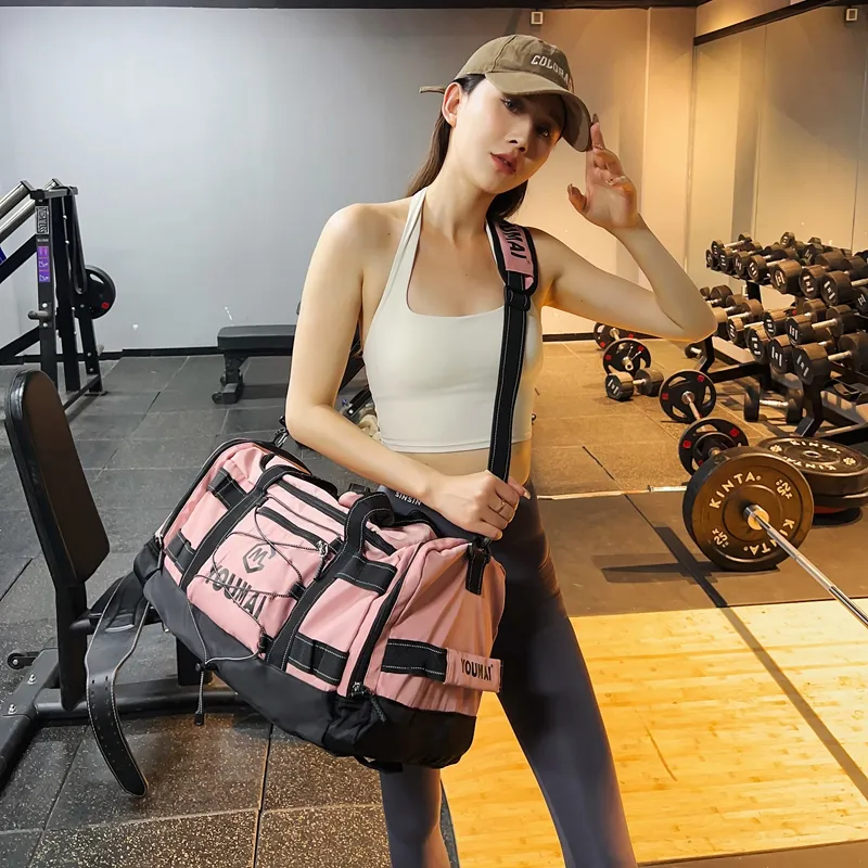 Deli Bear Nylon Fabric Gym Bag Unisex Black \ Pink \ Khaki \ Blue \ Yellow \ White \ Turquoise-8