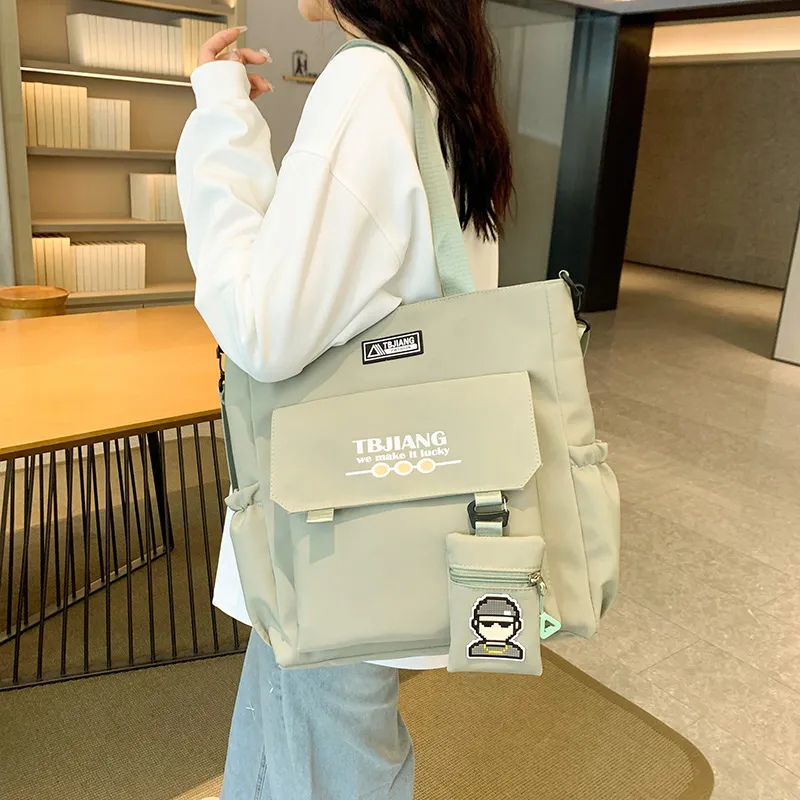 Deli Bear Oxford Shoulder Bag Unisex Beige Yellow Gray Green Black-14