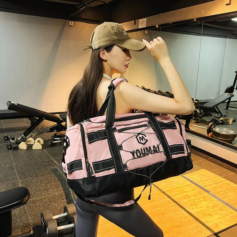 Deli Bear Nylon Fabric Gym Bag Unisex Black \ Pink \ Khaki \ Blue \ Yellow \ White \ Turquoise-7