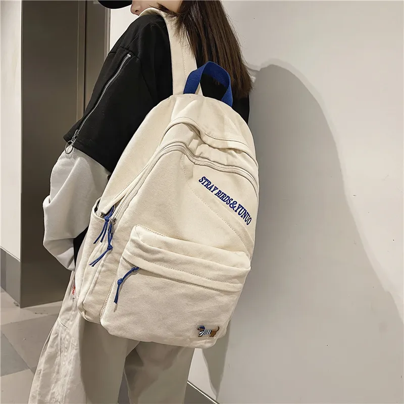 Deli Bear Canvas Backpack Regular Unisex White-3