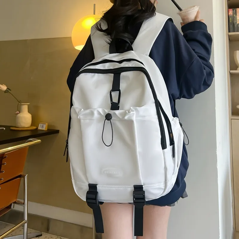 Deli Bear Nylon Backpack Regular Women's White/Pink/Black/Green-3