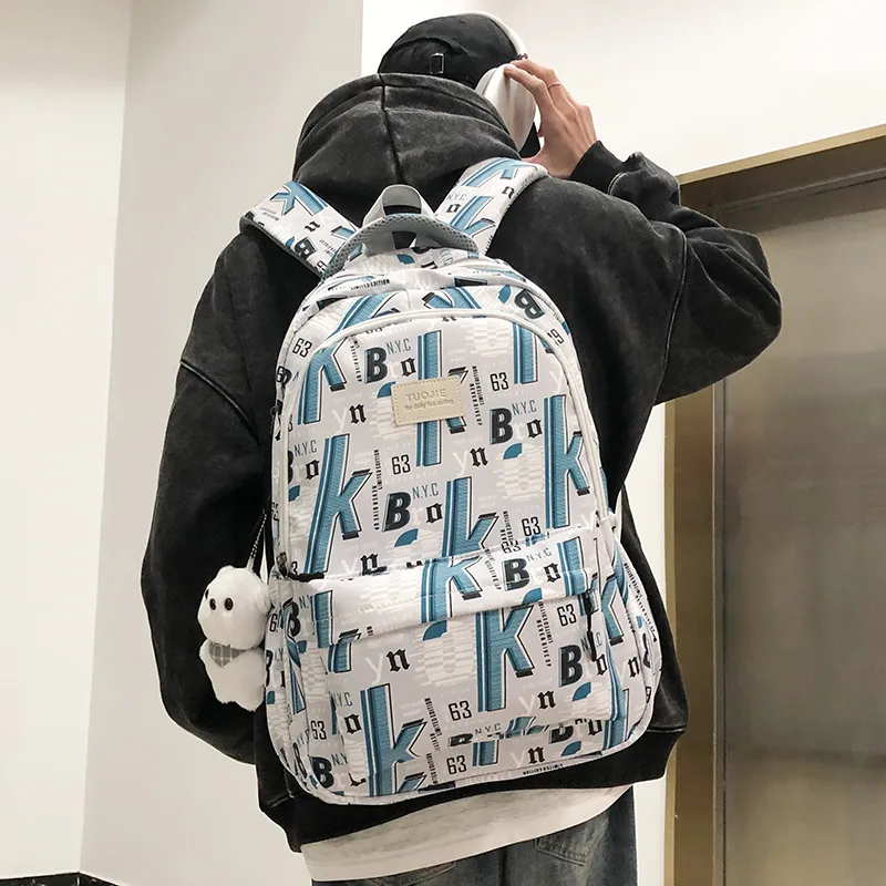 OUZIHUANG Nylon Backpack Regular Unisex Green/Black/Blue-6