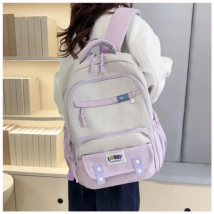OUZIHUANG Oxford Backpack Women's Purple/Black/Red/Green/Khaki-3