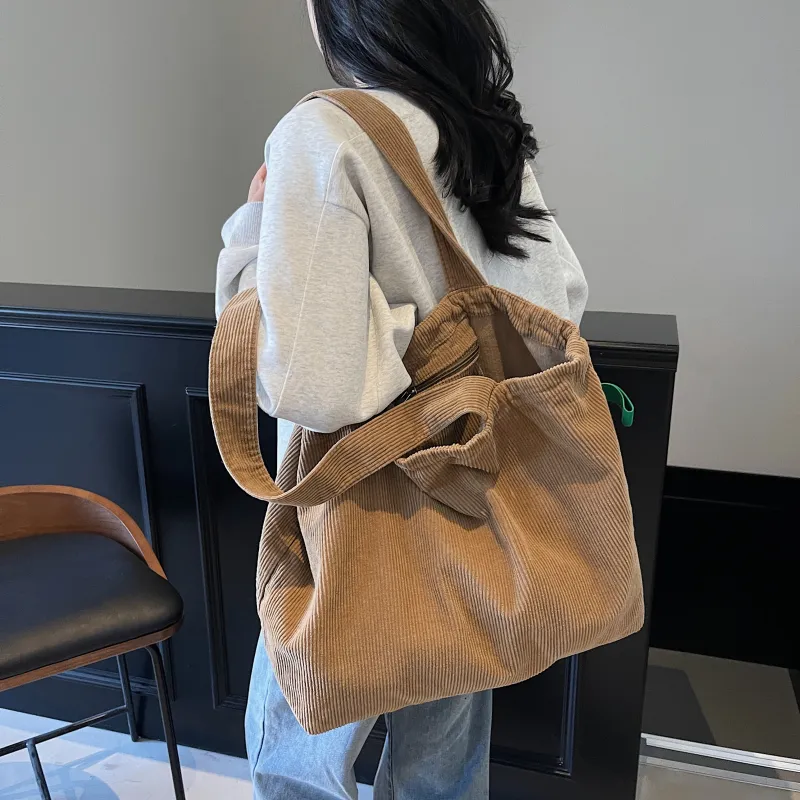 OUZIHUANG Corduroy Tote Bag Shoulder Bag Women's Multicolor-11
