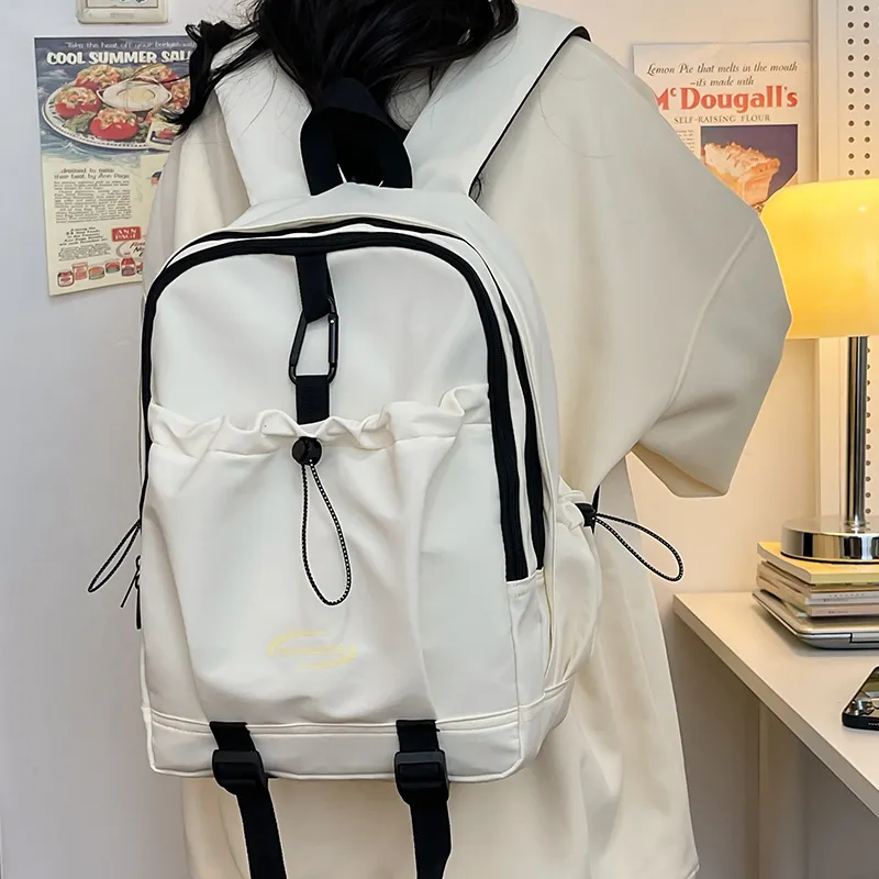 Deli Bear Polyester Laptop Backpack Regular Unisex White/Pink/Black-4