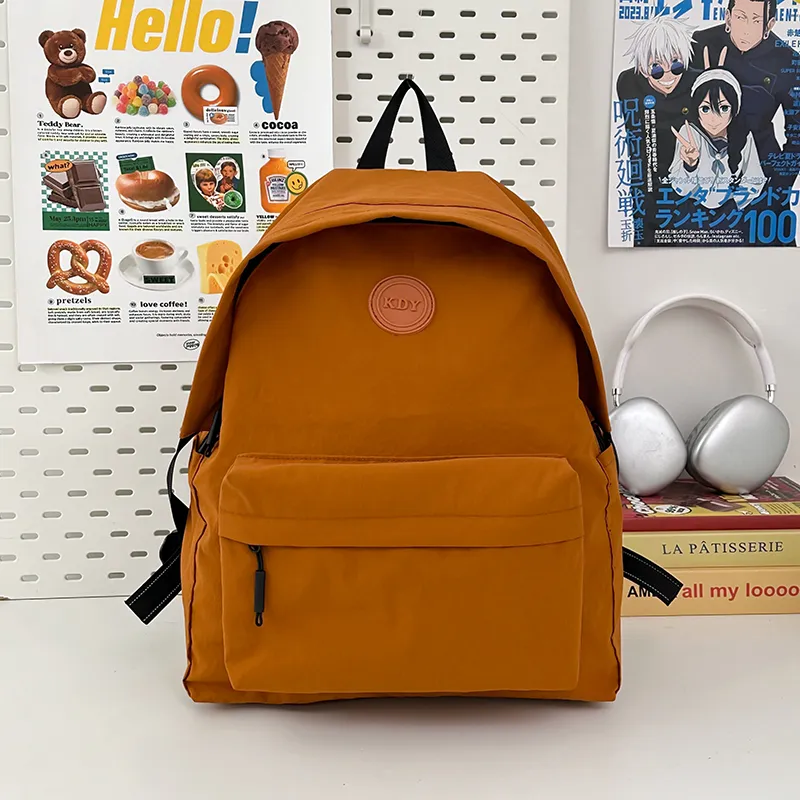 OUZIHUANG Nylon Backpack Unisex Yellow Brown/Gray/Purple/Black/Khaki/Green-1