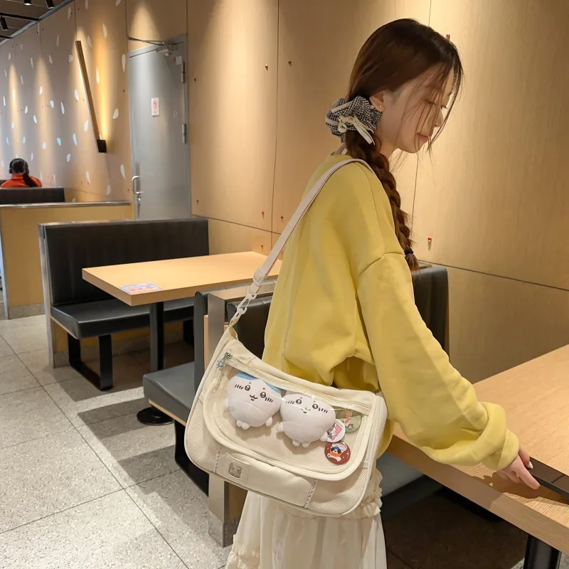 OUZIHUANG Nylon With PVC Shoulder Bag Regular Women's Multicolor-3