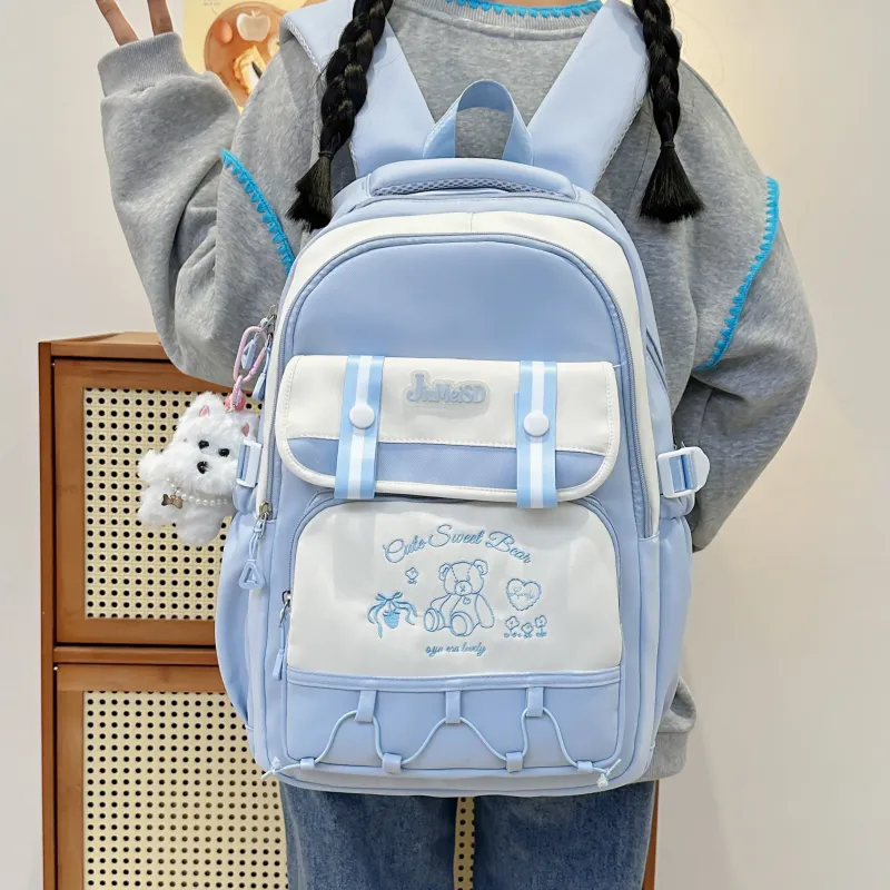 Deli Bear Polyester Backpack Regular Unisex Pink/Yellow/Blue/Black/Red-13
