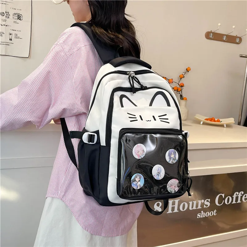 Deli Bear Nylon Backpack Regular Unisex Black/Pink/Light Green/Blue/Dark Green-3