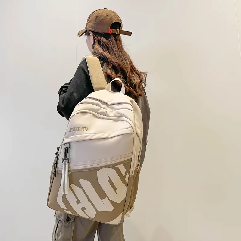 Deli Bear Nylon Backpack Regular Unisex Black/Dark Gray/Light Gray/Green/Khaki/Jasper-8