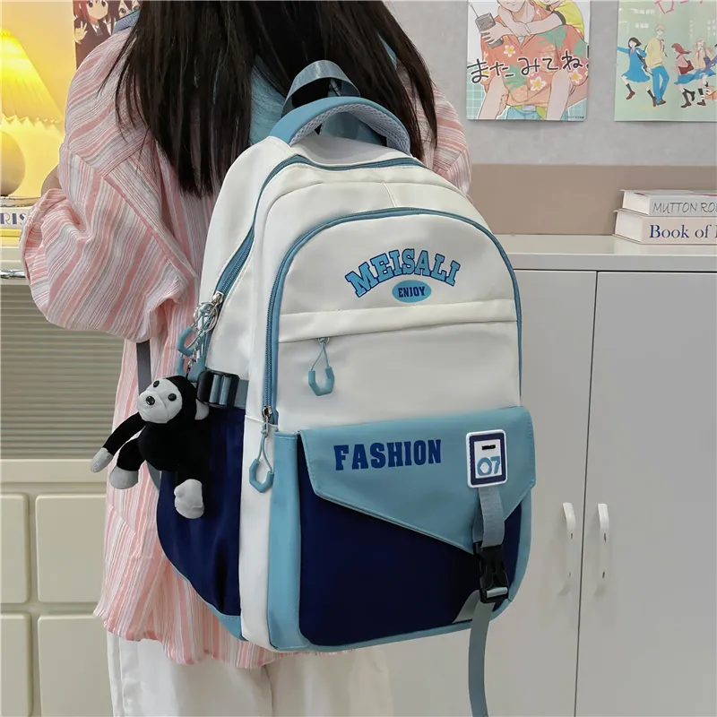 Tong Tong Rabbit Nylon Backpack Unisex Khaki \ Blue & Red \ Yellow Brown \ White & Green \ Black-16