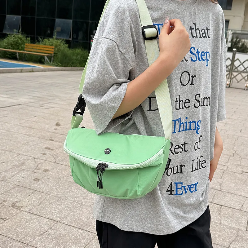 OUZIHUANG Nylon Fabric Shoulder Bag Crossbody Bag Unisex Black/Orange/Green/Khaki/Gray-3