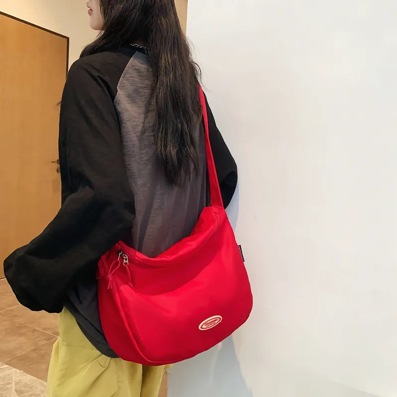 Deli Bear Nylon Crossbody Bag Large Size Unisex Black & Green/Pure Black/Red/Ecru-8