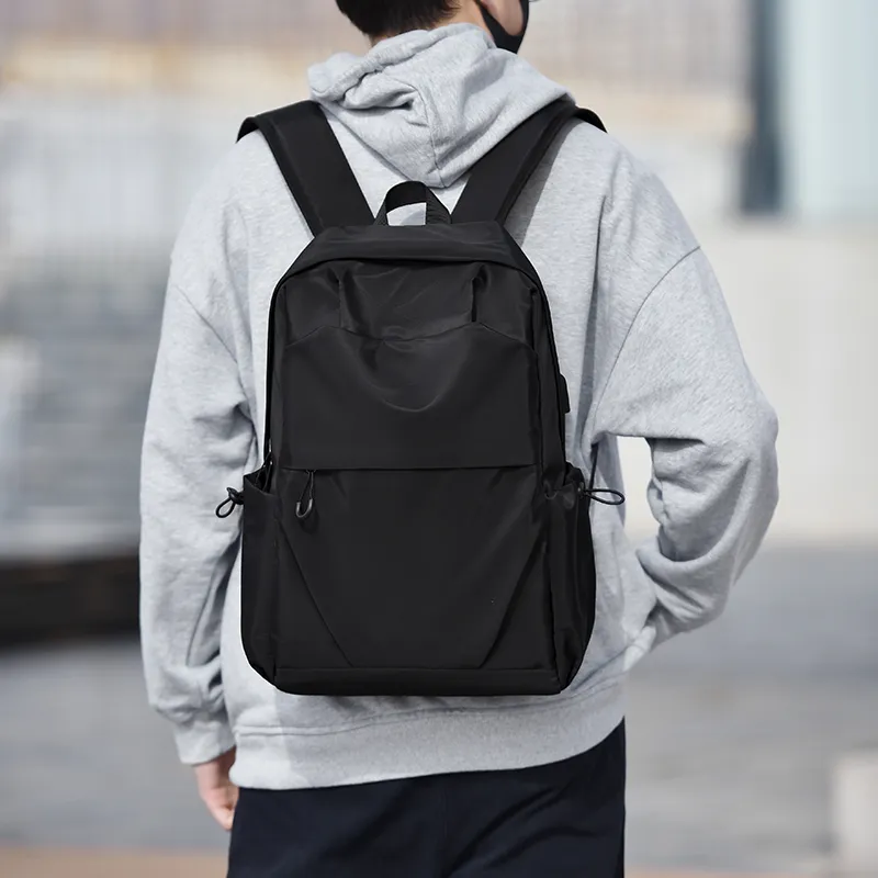 Deli Bear Nylon Laptop Backpack Regular Unisex Black/Gray/Blue-1