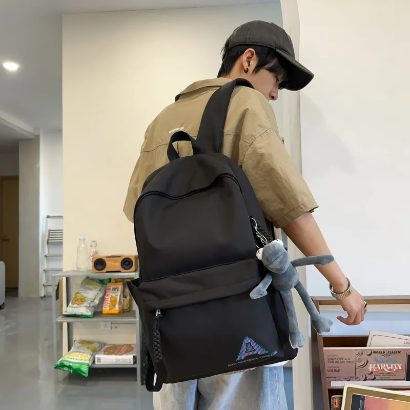 OUZIHUANG Nylon Backpack Regular Unisex Black/Green/Dark Blue/Red/Light Green-4