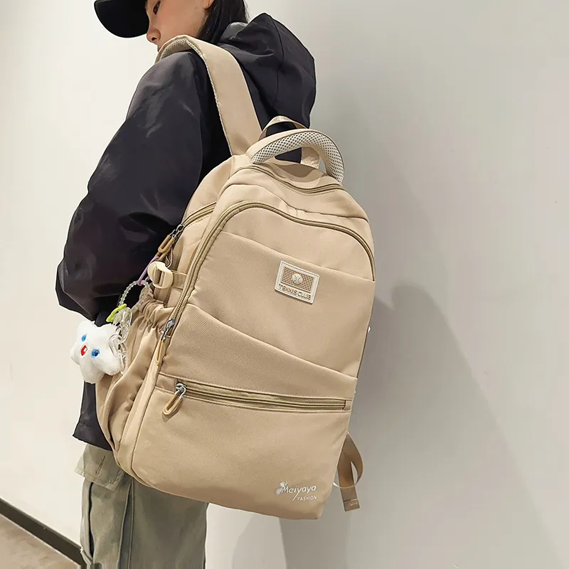 OUZIHUANG Nylon Backpack Regular Unisex Black/Gray/Orange/Purple/Khaki-16