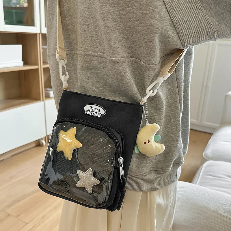 OUZIHUANG Nylon Crossbody Bag Regular Women's Black/White/Light Pink/Light Green/Light Yellow/Light Blue-3