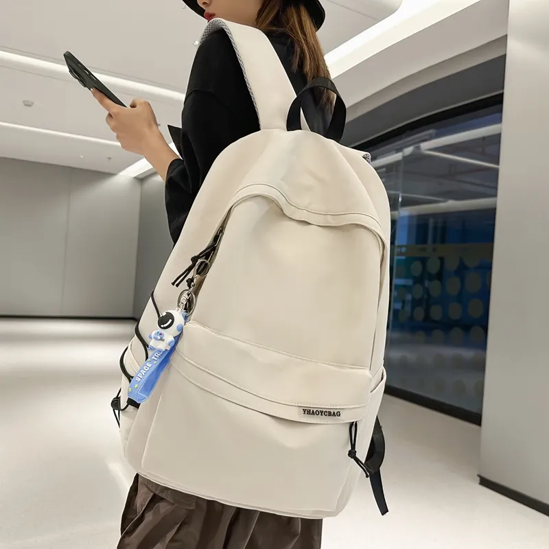 Deli Bear Nylon Backpack Large Size White/Black-2