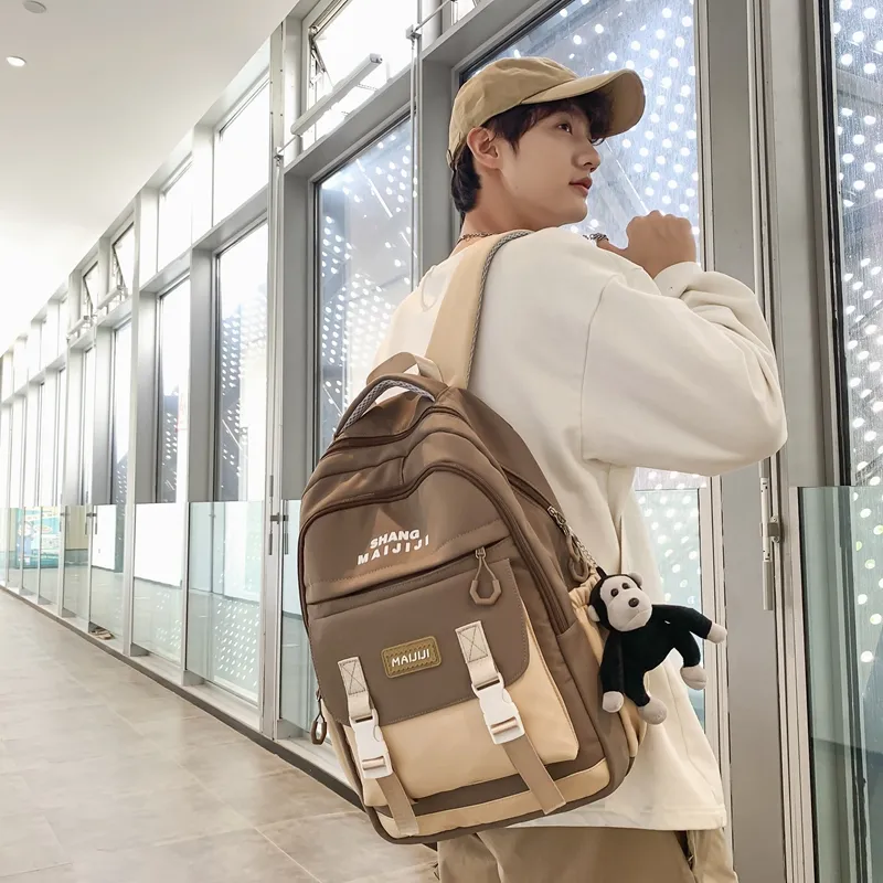 Tong Tong Rabbit Nylon Backpack Unisex Black/Blue/White/Red/Khaki-5