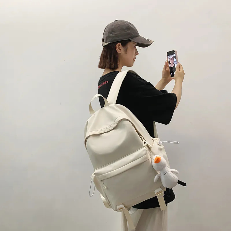 OUZIHUANG Nylon Backpack Unisex Black/White/Yellow/Gray-8