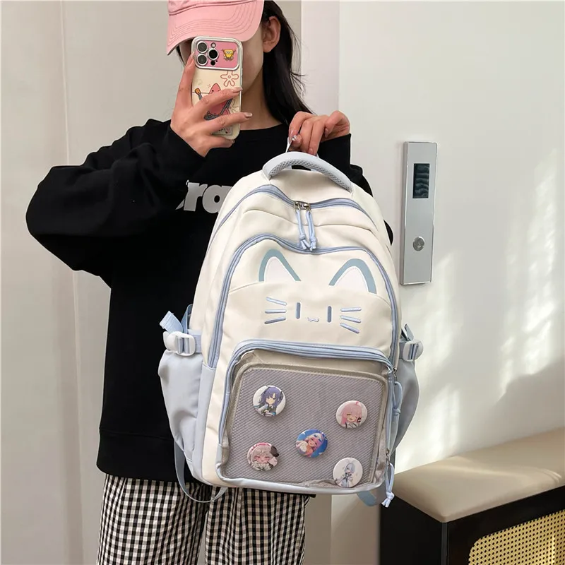 Deli Bear Nylon Backpack Regular Unisex Black/Pink/Light Green/Blue/Dark Green-16