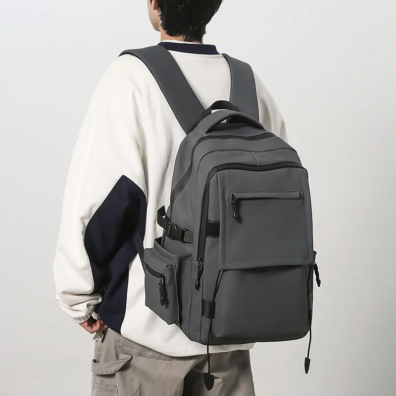 OUZIHUANG Oxford Backpack Men's Black/Green/Gray-13